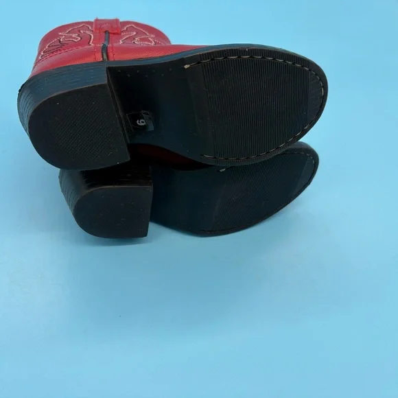 Masterson Boot Co. Kids Old West Red Leather Western Boots Size 9 - Picture 5 of 9